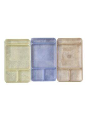 Vintage 70s 80s Tupperware 1535 Dining Trays Set of 3 Divided Pastel Colors